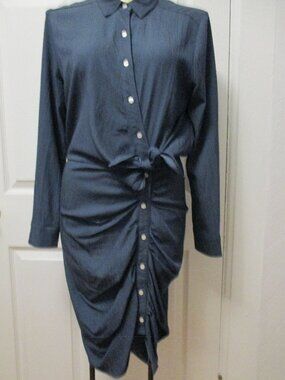 Allison Joy Asymmetrical Button Front Shirt Dress Long Sleeve Size S